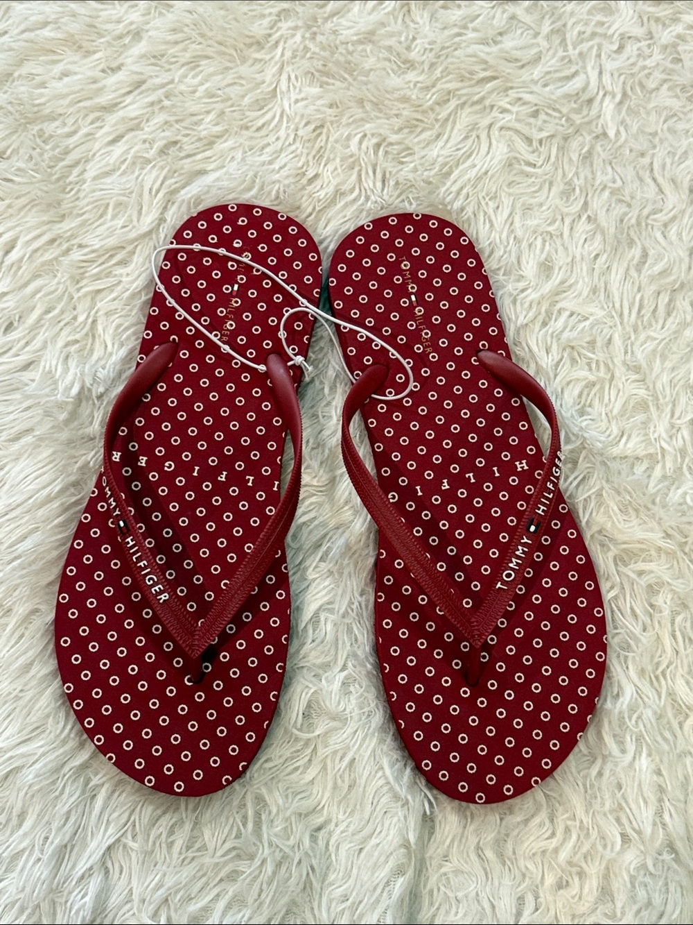 Tommy Hilfiger Red Polka Dot Flip Flop Sandals 11m